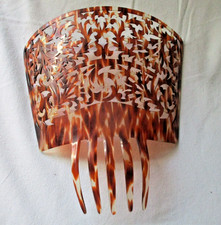 Ancien grand peigne coiffe diadème mantille Flamenco imitation écaille 