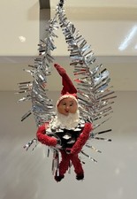 Ancienne petite Figurine Lutin Pomme de Pin Guirlande sapin de Noël