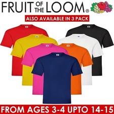Fruit of the Loom T-Shirts Enfants Garçon Filles Coton Manches Courtes Uni École
