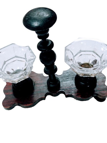 Ancien encrier double - , bois