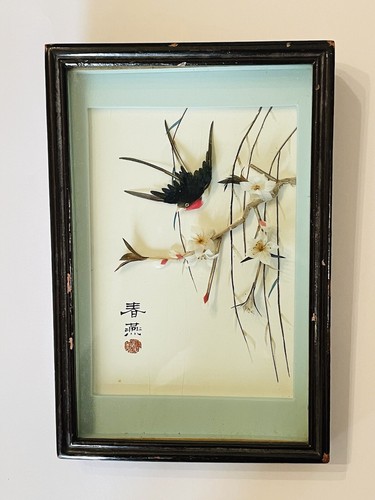 Tableau oiseau rose - cadre, à