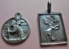2 MEDAILLES  1 DE SAINT CHRISTOFLE ARGENT MASSIF 2 éme SAGITTAIRE METAL ARGENTE