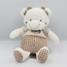 Doudou vache beige écru gris