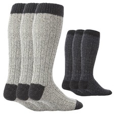 Workforce - 3 Paires Homme Extra Longues Hautes Laine Chaussettes pour Marcher