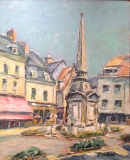 GASTON LABORDE TABLEAU HSP FONTAINE VILLAGE NORMAND PEINTURE 30/40