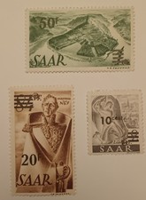Vintage German Stamps. 1940s. SAAR. Lot Of 3. Unused. One With Charnier. 
