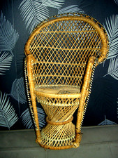 Fauteuil en rotin osier ancien - jouet maison poupée poupon - VINTAGE 1970
