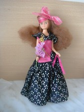 DELAVENNAT POUPEE MANNEQUIN ROUSSE 1987 ROBE LONGUE SOIREE +BOURSE SAC