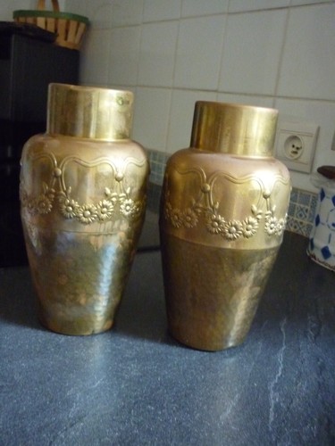 Dinanderie paire vases - dinanderie,