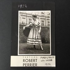 Photo MODE MAGGY ROUFF 1954 Tissu Robert Perrier Argentique Original Fashion