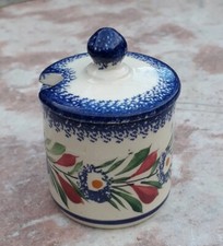 Petit Pot à Moutarde PARIZOT de Dijon en Faïence decor floral Ancien 