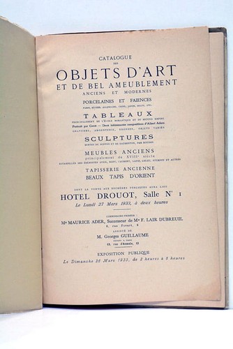 Catalogue des objets art - objets, et