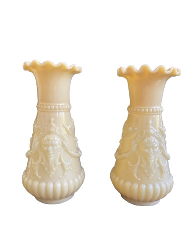 Paire vases opaline beige - de,