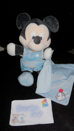 Doudou peluche mickey gris - peluche,