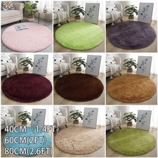 Tapis Moelleux Tapis Peluche Rond Soie Laine Solide Motif Super Souple