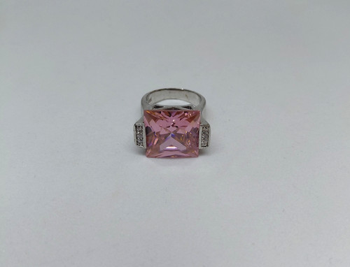 Bague zirconium rose carré - zirconium,