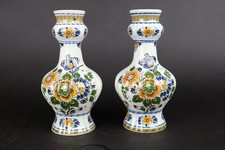 Ancienne paire de vases hollandais delft col ail polychrome peints à la main ...