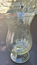 Ancien Bougeoir Photophore Verre Bullé Soufflé à la Bouche de Biot ?Années 60/70