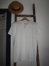 M 38 40 COTON  HAUT V CHEMISE TUNIQUE BLOUSE TOP COL ROBE SUR GILET VESTE HAUT V