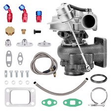 Turbo Turbocharger Kit + Oil Drain Return + Oil FEED Line Kit For T3 T04E NEW