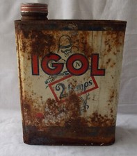 ANCIEN BIDON HUILE PUBLICITAIRE IGOL VOITURE moto solex GARAGE ATELIER LOFT
