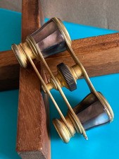 Vintage Ancienne Paire de Jumelles Nacre Abalone Laiton Théâtre Opéra IRIS PARIS