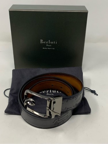 Berluti leather belt bordeaux - leather,