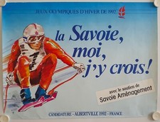 Affiche Jeux Olympiques Hiver 1992 Ski LA SAVOIE MOI J'Y CROIS
