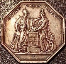 Jeton octogonal en argent - Banque de France An VIII ! sans poinçon avant 1832 !