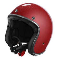 Casque Jet Moto Stormer QUARTZ Paillettes Red Cafe Racer Custom Vintage Rétro
