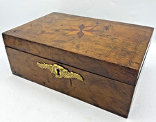 Antique french jewelry box 19th century wood marquetry