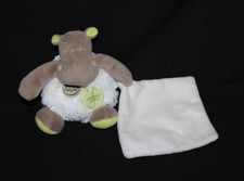 Peluche doudou hippopotame Bazile BABY'NAT boule mouchoir feuille 12 cm NEUF