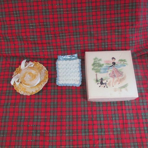 Pair 1950 crochet items - 1950's,