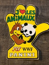 vintage plaquette 5 autocollants )) Pif wwf PANINI / J'AIME LES ANIMAUX