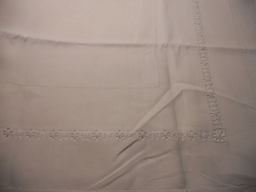 Ancien drap brodé lin - ancien, en