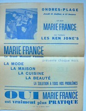 Affichette Soirée orchestre Ken Jone's Ondres-Plage 07/1963 sponsor Marie-France