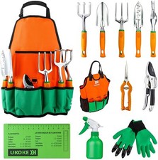 Garden Tool Set 12 Piece Aluminum Hand Tools Canvas Apron Gloves Shears Weeder