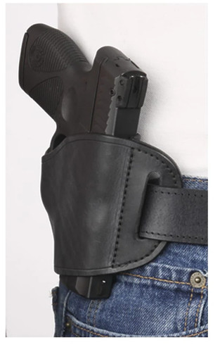 Black leather pancake - black,