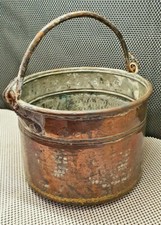 Ancien Chaudron Marmite 25 cm Cuivre Martelé Anse Fer Forgé Cheminée Crémaillère