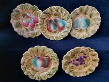 Barbotine Sarreguemines 5 Anciennes Assiettes A Dessert Murale (A1)