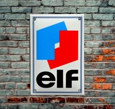 Plaque émaillée ELF station service huile