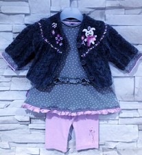 CATIMINI - ENSEMBLE 3P BÉBÉ FILLE VOLANTS, BRODERIES FLEURS & LAPINS 6M