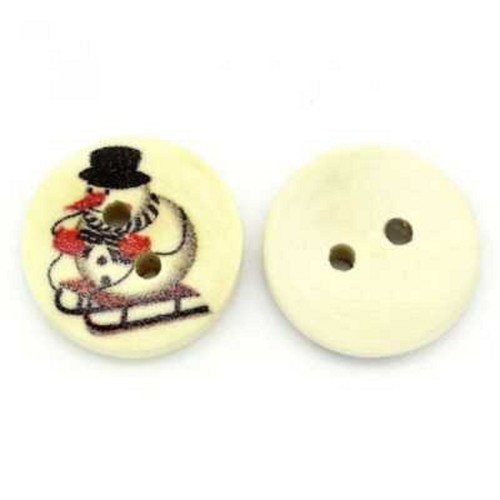 Boutons bois ronds trous - boutons, en
