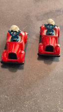 2 VOITURES METAL ROUGE SCHTROUMPF N°0001 BY ESCI I PUFFI 1983 PEYO