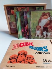 Puzzle cubes VINTAGE Decors Animaux -COLMAR- images chaton chiot agneau poulain