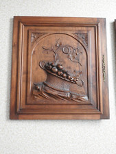 ANCIENNE PORTE PANNEAU EN BOIS SCULPTE NOYER WOOD FURNITURE DOOR MEUBLE HENRI II