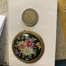 broche  limoges motifs floraux vintage