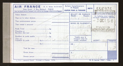 Air france bulletin bagage - air,