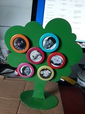 Arbre photos en metal - 6 medaillons aimantes pele mele -vintage 