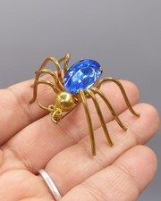 Ancien Broche Araignée Métal doré et Strass - Old Brooch 1950